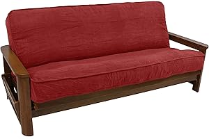 Blazing Needles Solid Microsuede Double Corded 8" to 9" Futon Cover, Full, Cardinal Red