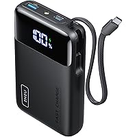 INIU 20000mAh Power Bank, Small Fast Charging 45W Portable Charger, USB C in&out Battery Pack with Built in Cable, Travel Pow