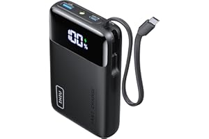 INIU 45W Portable Charger, Smallest 20000mAh Power Bank with Build in USB-C Cable, Fast Charging USB C in&Out Battery Pack, Travel Phone Charger for iPhone 17 16 15 Air Samsung S25 S24 Google iPad etc
