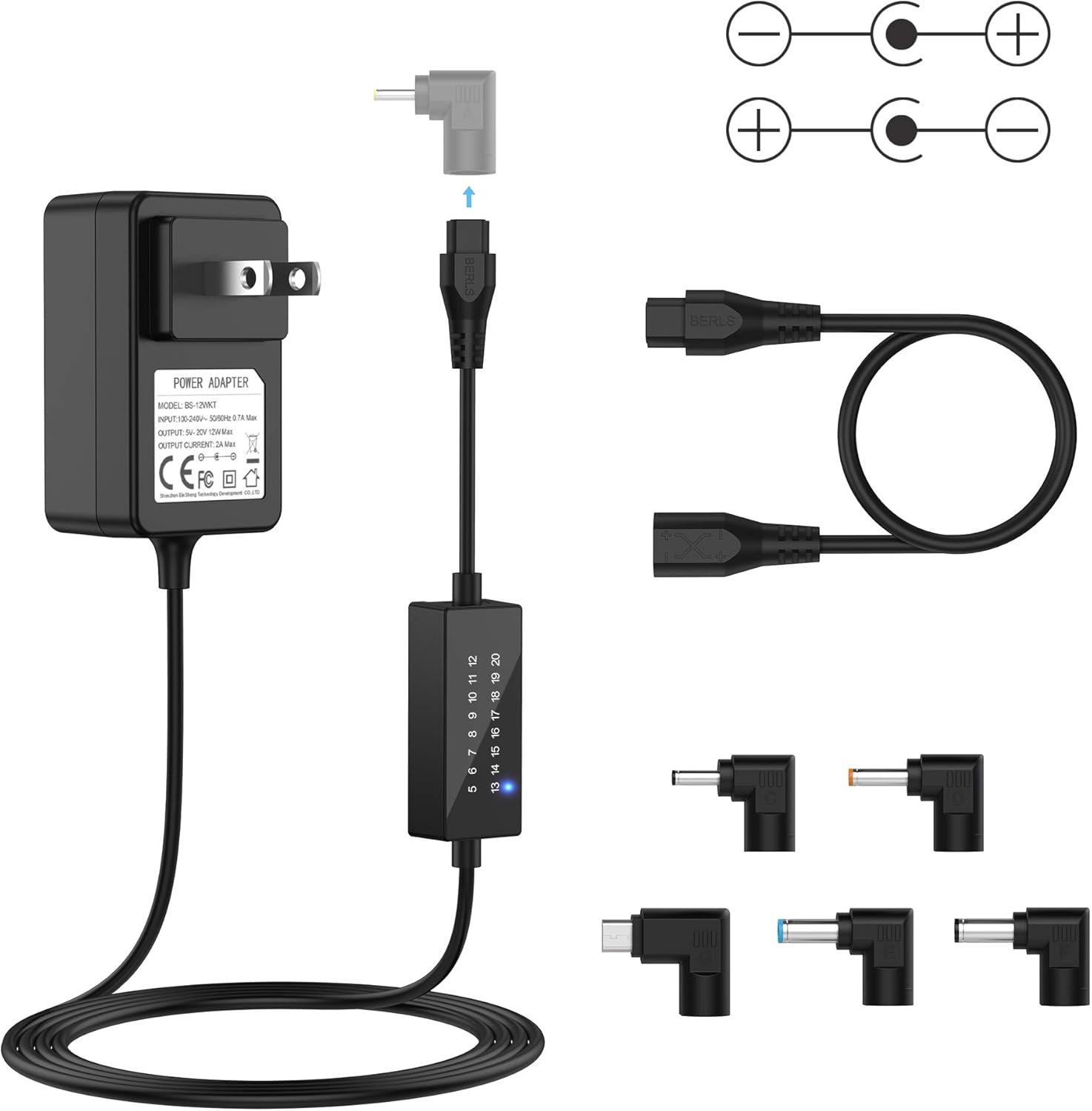 BENSN Regulated Multi Voltage 12W 5V to 20V Universal Replacement Power AC Adapter for Household Electronics Tablet Smart Phone Camera Casio Keyboard