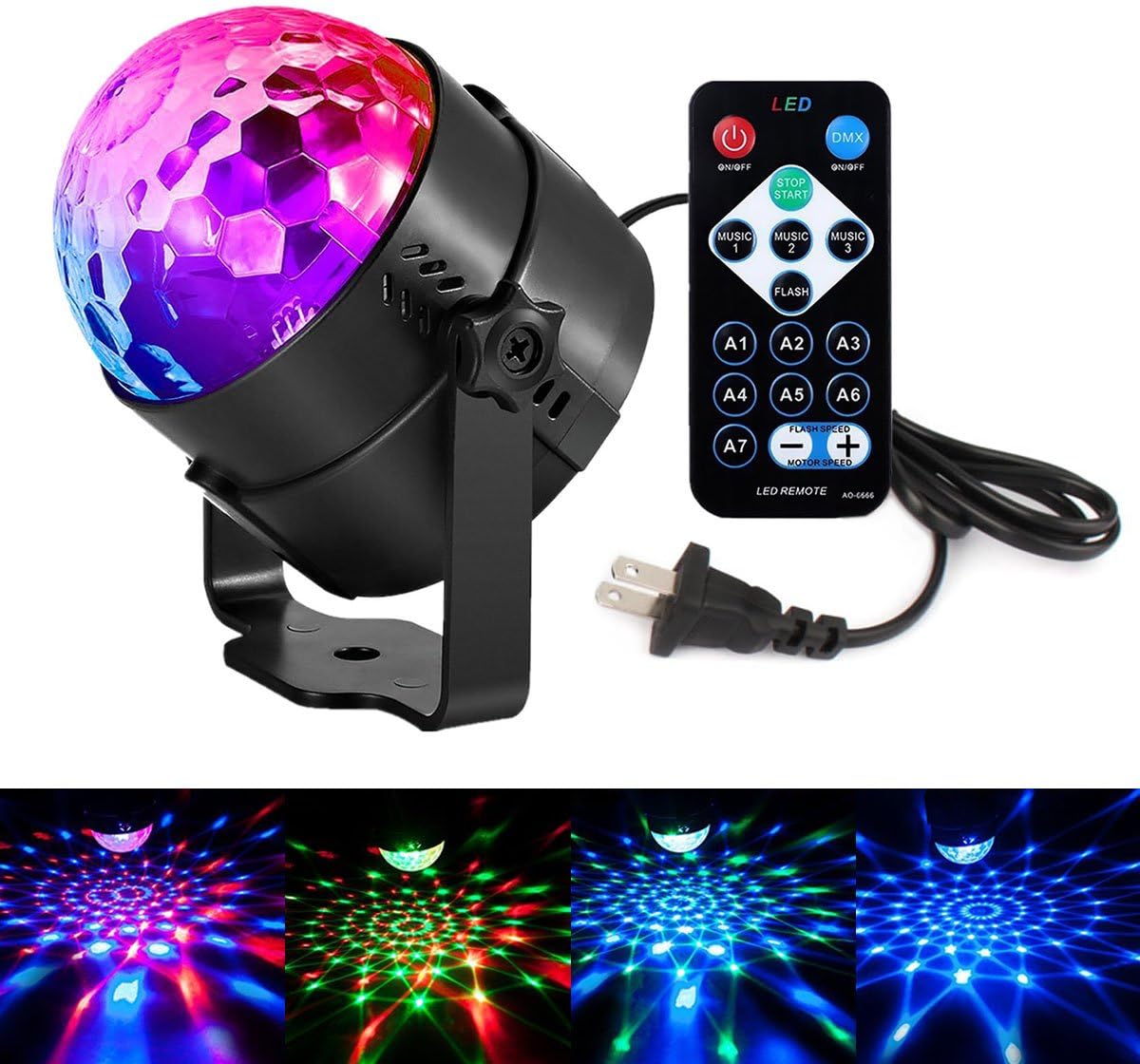 Disco Lights LED Party Lights Sound Activated Strobe Light Stage Light Disco Ball Dj Lights for Christmas Birthday Wedding DJ Karaoke Show Club Festival Home outdoor (Full color -2)