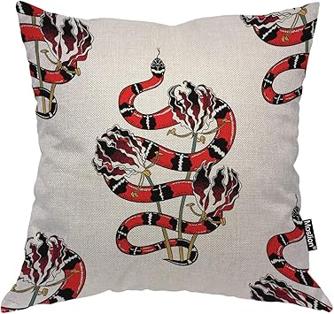 Amazon Com Moslion Snakes And Flowers Throw Pillow Cover Black