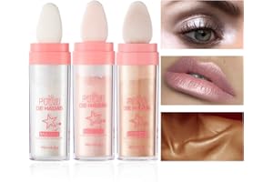 DAGEDA 3Pcs Body Glitter, Shimmer Face and Body Highlighter Powder, High Gloss Fairy Glitter Sparkle Powder Highlight Makeup for Hair Face Body Cosmetics with Bright Luster