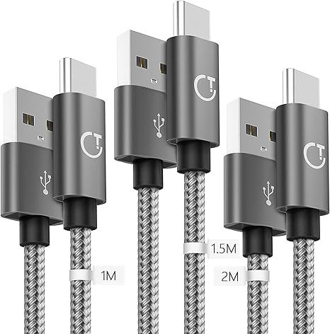 Gritin Cable Usb Type C 1m 1 5m 2m Lot De 3 Chargeur Usb C En Nylon Tresse Connecteur Ultra Resistant Charge Rapide Pour Galaxy Huawei Xiaomi Sony Etc Gris Sideral Amazon Fr High Tech