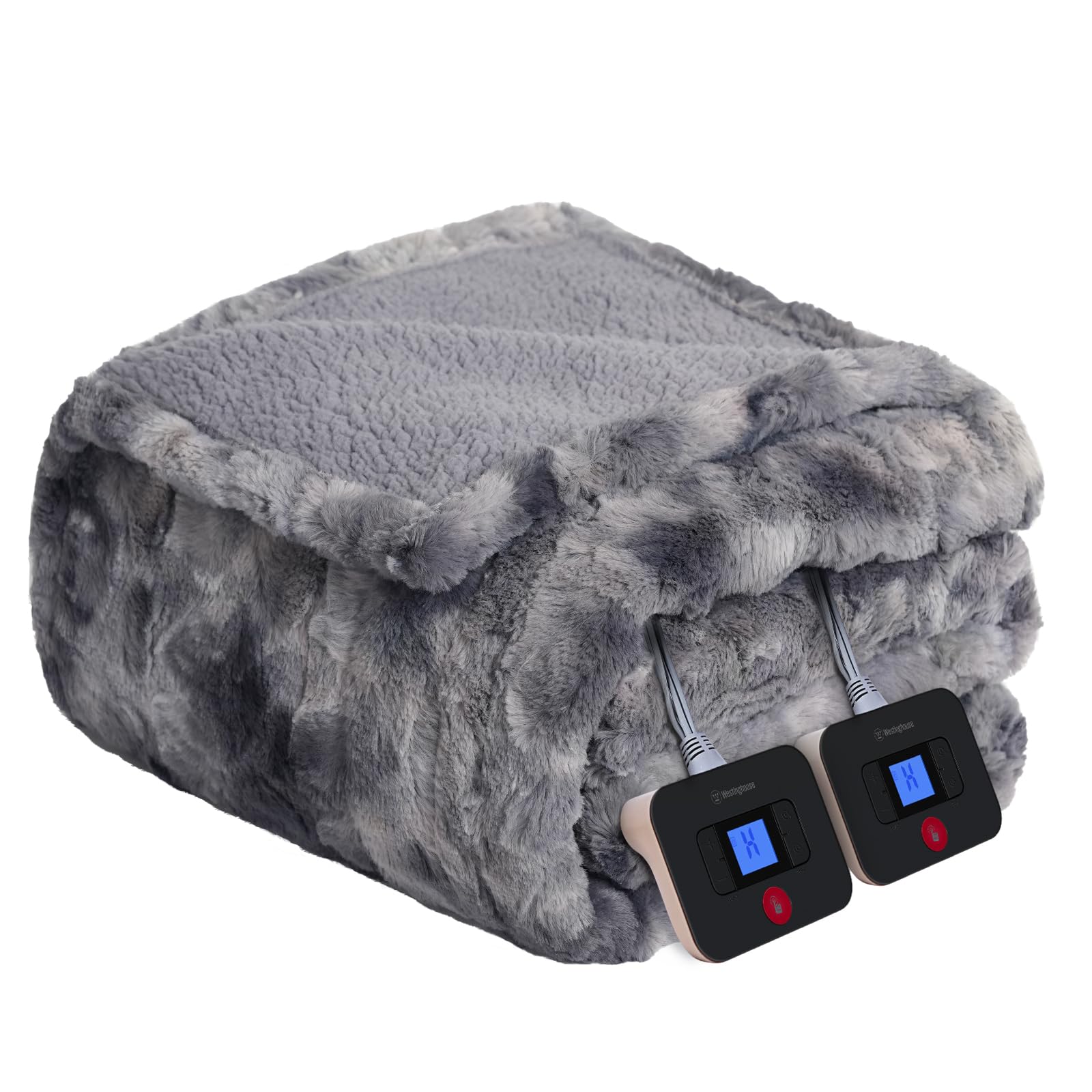 Photo 1 of Westinghouse Electric Blanket Queen, Faux Fur Heated Blanket with 10 Heating Levels & 1-12 Hours Auto Off, Soft Cozy Sherpa Heated Blanket Washable Blanket (84" x 90" Queen Size, Grey)