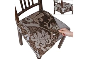 NIBESSER Dining Chair Seat Covers Set of 4,Stretch Soft Removable Washable Chairs Covers for Dining Room, Seat Cushion Slipcovers Protector for Kitchen Armless Chairs (No Rear,Brown)