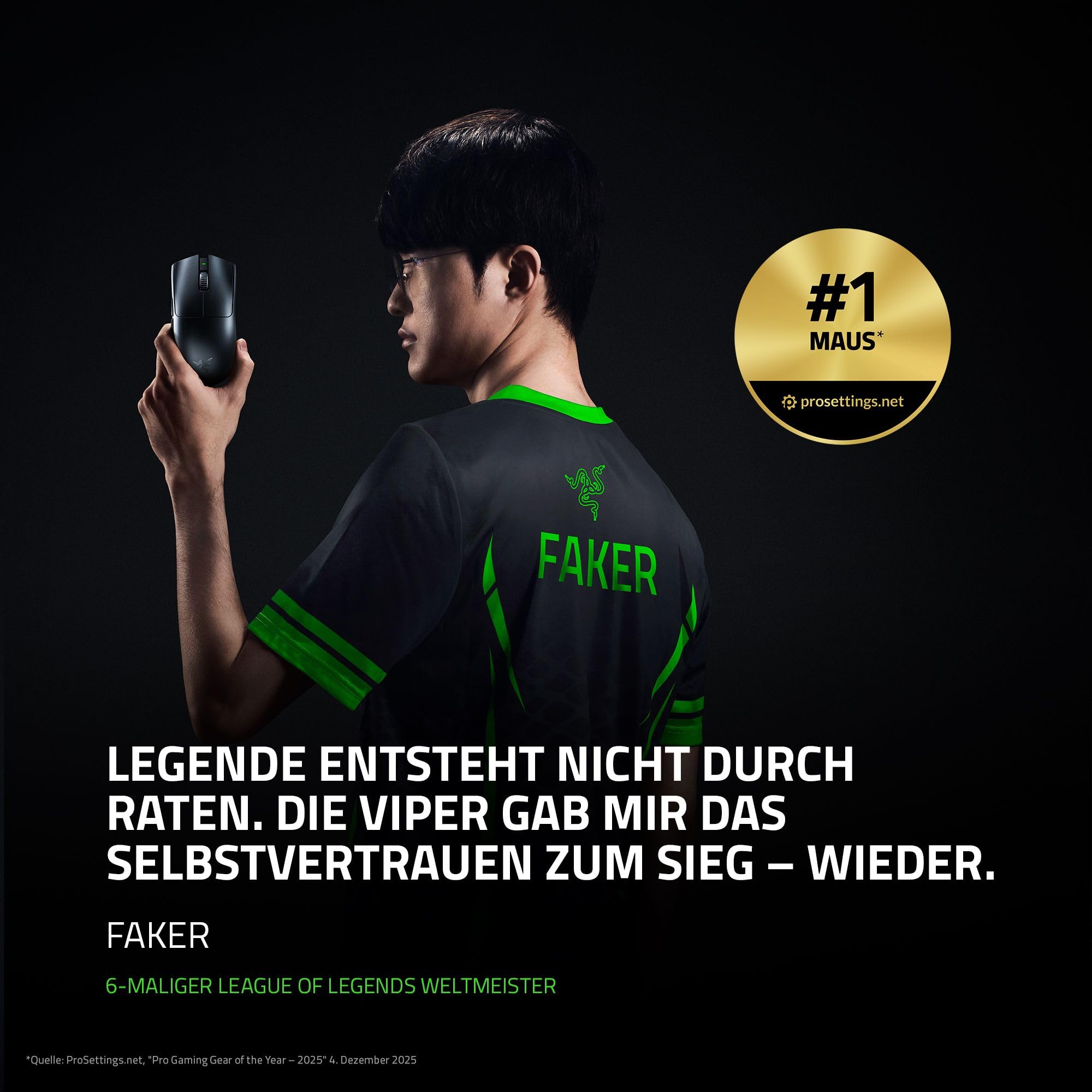 Razer Viper V3 Pro - Ultraleichte kabellose Esports Gaming-Maus (8K Hz HyperPolling, 54g leichtes Design, Focus Pro Sensor 35K DPI, HyperSpeed Wireless, 95 Stunden Akkulaufzeit) Schwarz 3