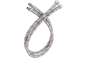 BWE 16-Inch Long Bathroom Kitchen Faucet Connector Braided Stainless Steel Supply Hose 3/8-Inch Female Compression Thread x M10 Male Connector, x 2 Pcs (1 Pair