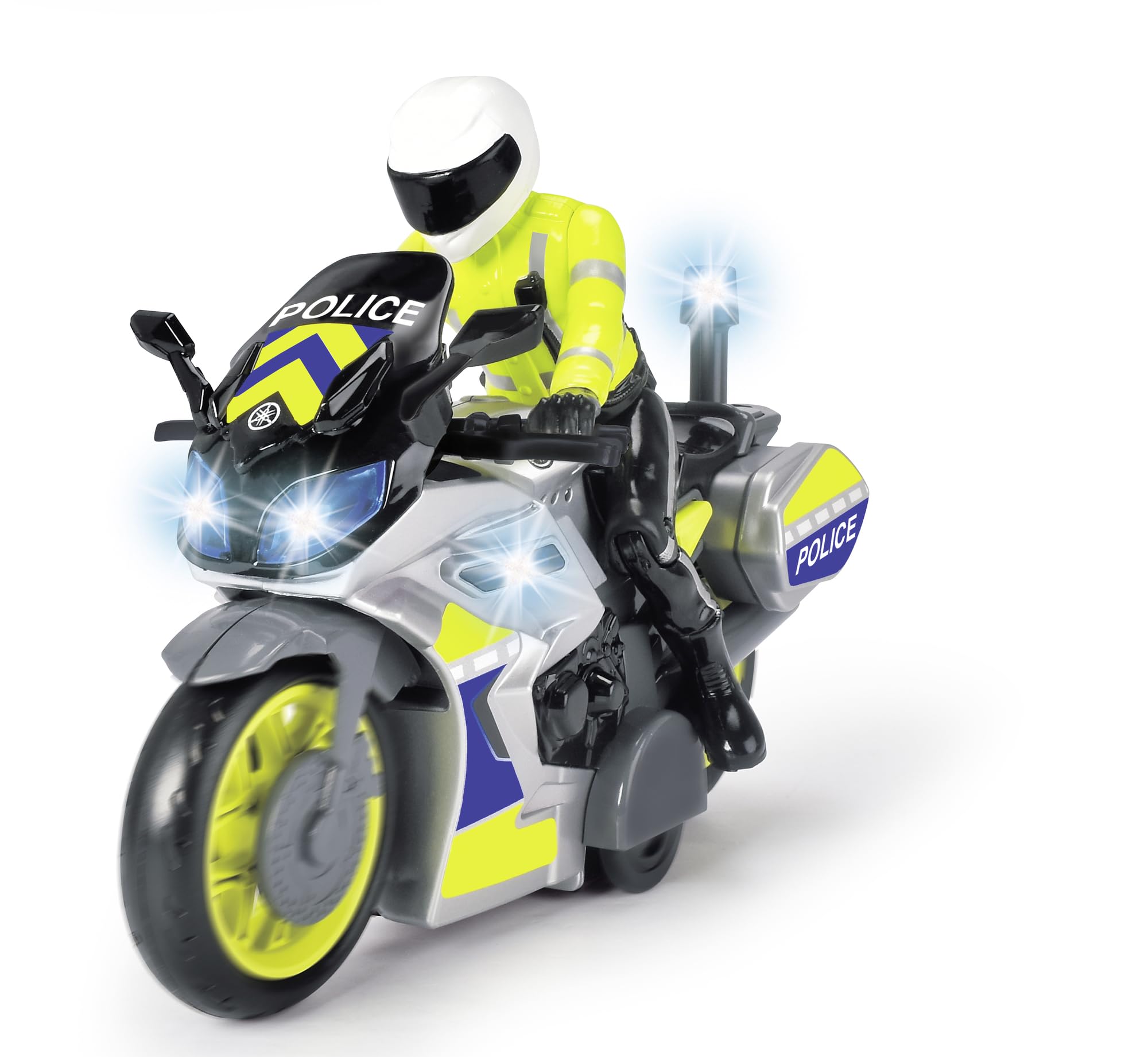 Dickie Toys Police Motorcycle Toy Motorcycle with Police Figure for Children Aged 3 Years and Up with Blue Light and Siren, Freewheel, 17 cm Long