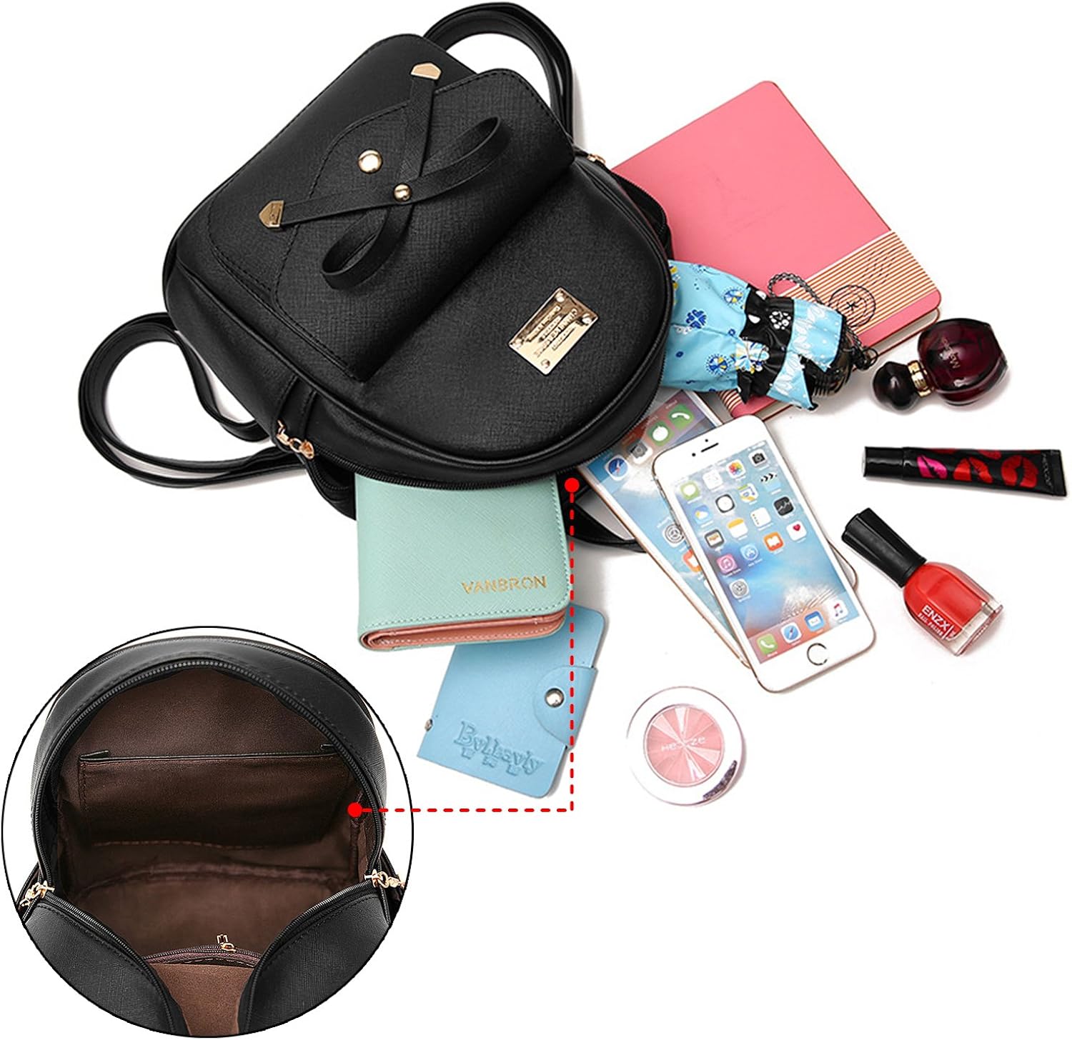 Cute Mini Leather Backpack Fashion Small Daypacks Purse for Girls and Women: Clothing