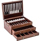 ACBORN Silverware Storage Box with Lid Three-layer, Flatware Storage Case with Handle, Silverware Chest Boxes for Flatware Organizer for Silver