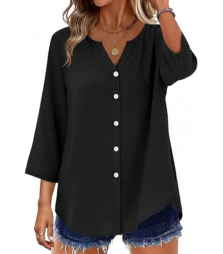 Amazon.com: LOMON Long Sleeve Cotton Blouses for Women Button Down