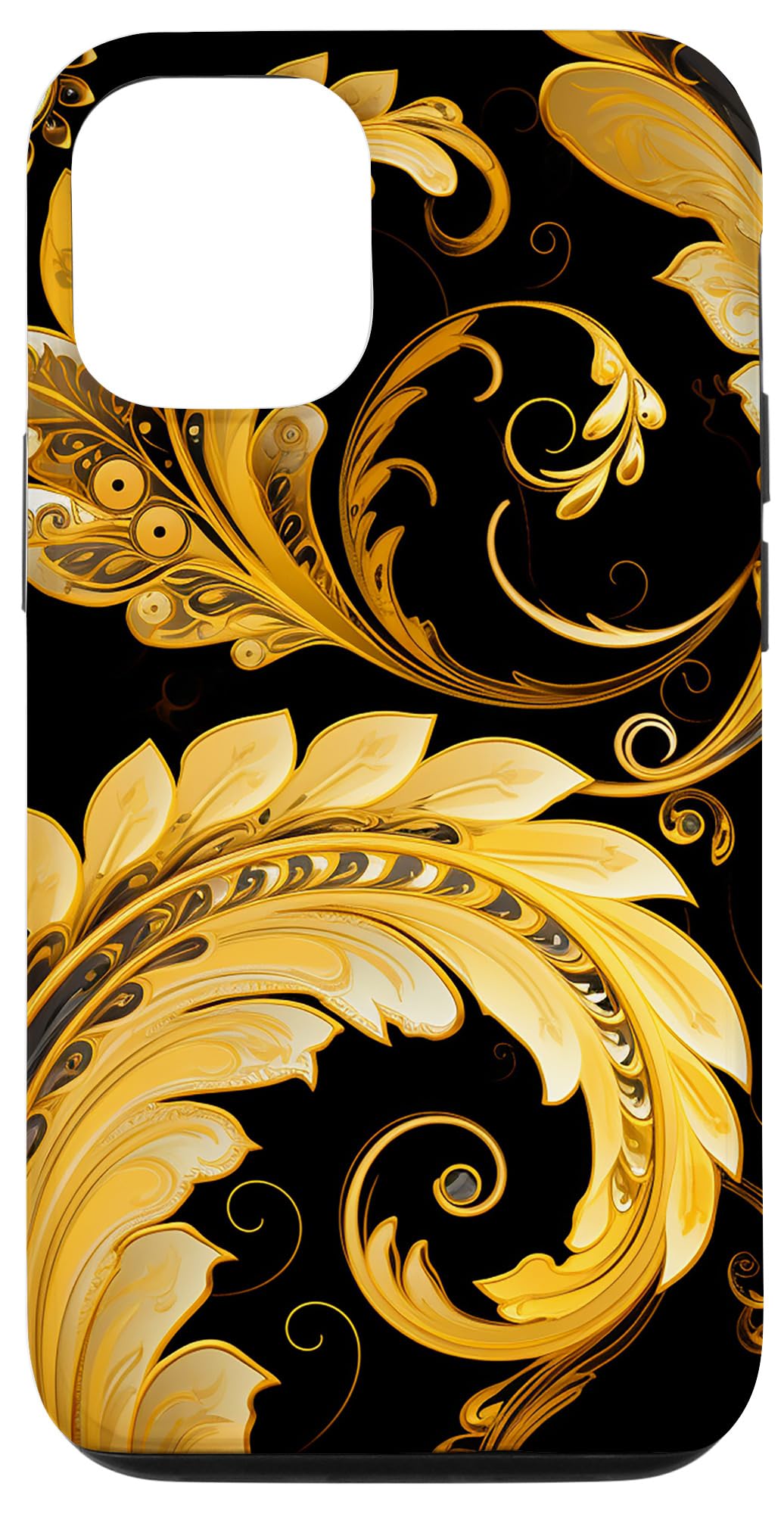 iPhone 15 Black Gold Paisley Case