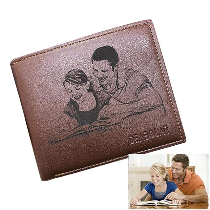 Personalisierte Herren Geldbörsen Benutzerdefinierte Foto-Geldbörsen Mannes schicke Leder Brieftasche ID Kreditkarte Foto Hal