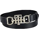 Tommy Hilfiger Women's TH Horsebit Statement Buckle Skinny Fashion Leather Belt for Jeans, Trousers and Dresses