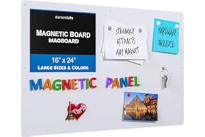 DLDIRECT Diamond Life Magnetic Board - Memo & Vision Board for Home, Office, and Classroom - Magnet Board for Kids - Pre-drilled Mounting Screws Included (White 16"x24")