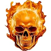5.5-Inch Flaming Skull Car Decals and Car Stickers, 2-Pack Glossy Bumper Stickers & Decals for Vehicles, Waterproof Vinyl for Cars, Laptops, Motorcycles, Suitcases