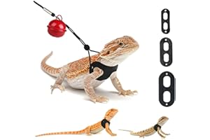 LYEIAA 3 Packs Bearded Dragon Harness and Leash Adjustable(S,M,L) - Soft Leather Reptile Lizard Leash for Amphibians and Other Small Pet Animals