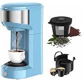KOZZEWARM Coffee Maker, 2 in 1 Single Serve Brewer for K Pod &amp; Ground Coffee, 90s Rapid Brew 6 to 14oz Capacities with Auto Shut Off, Small Compact Design for Home Office Travel Camping-Blue