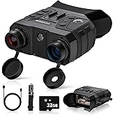 WOGREE Night Vision Goggles, 4K Night Vision Binoculars for Adults, 36MP Photo, 5000mAh Rechargeable Battery, 1300FT Range, 8X Digital Zoom, Infrared Vision, 32GB SD, Flashlight & Compass for Camping