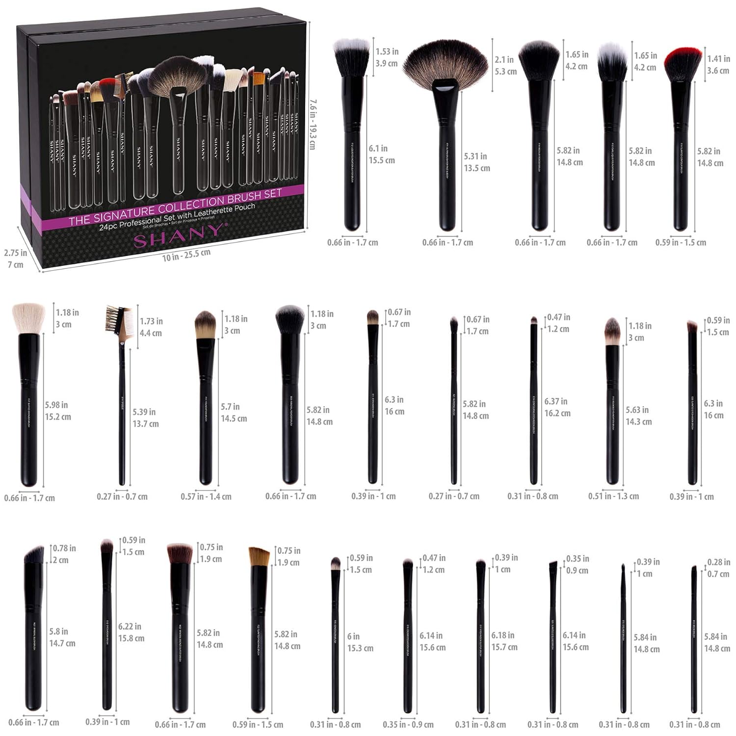 SHANY The Masterpiece Pro Signature Brush Set - 24pcs Handmade Natural/Synthetic Bristle with Wooden handle: SHANY: Beauty