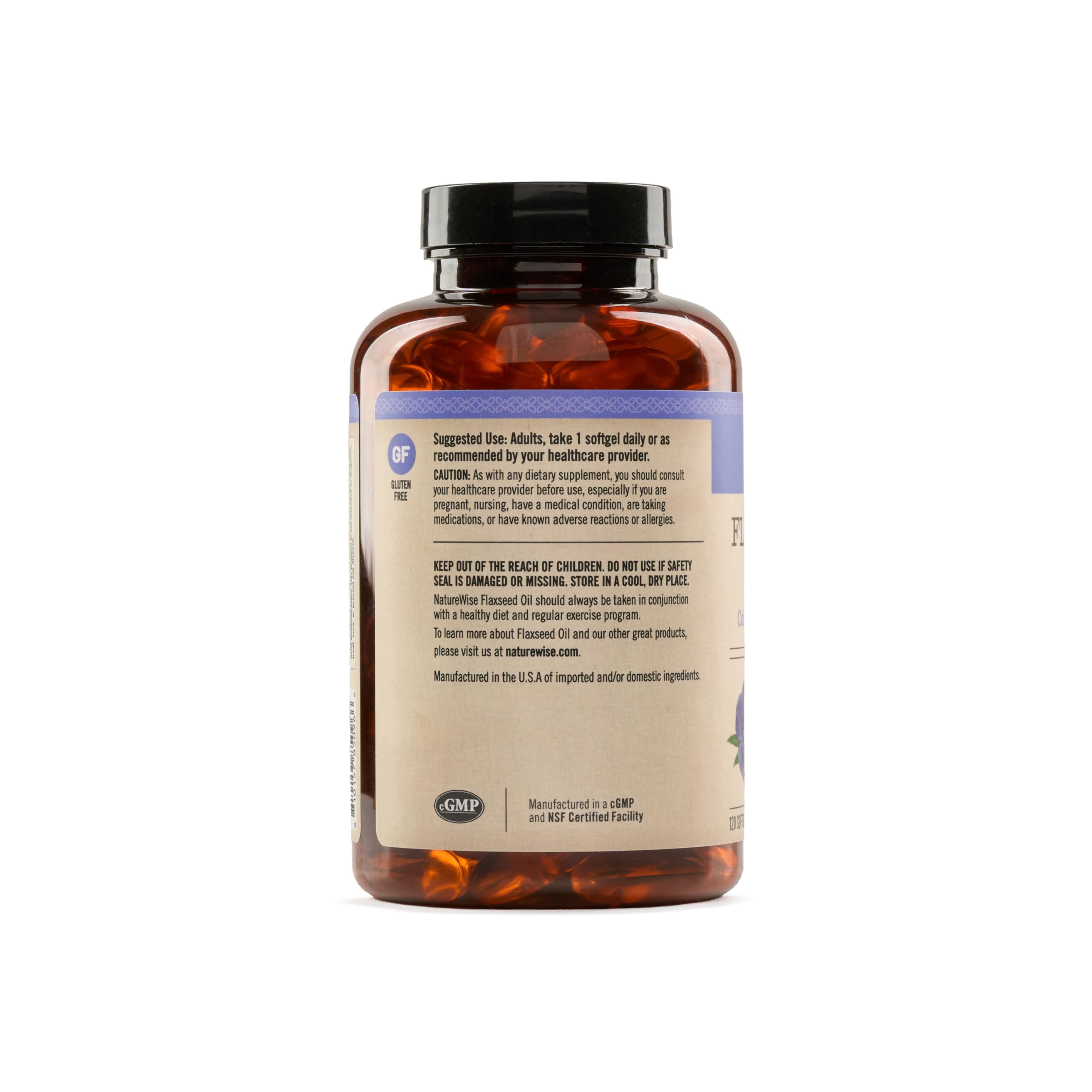 NatureWise Flaxseed Oil 1400 mg, Fish Free, High Potency Omega 3 with 812 mg ALA, Dietary Supplement for Heart Health Support - Organic, Cold Pressed, Non-GMO - 120 Softgels[120-Day Supply]
