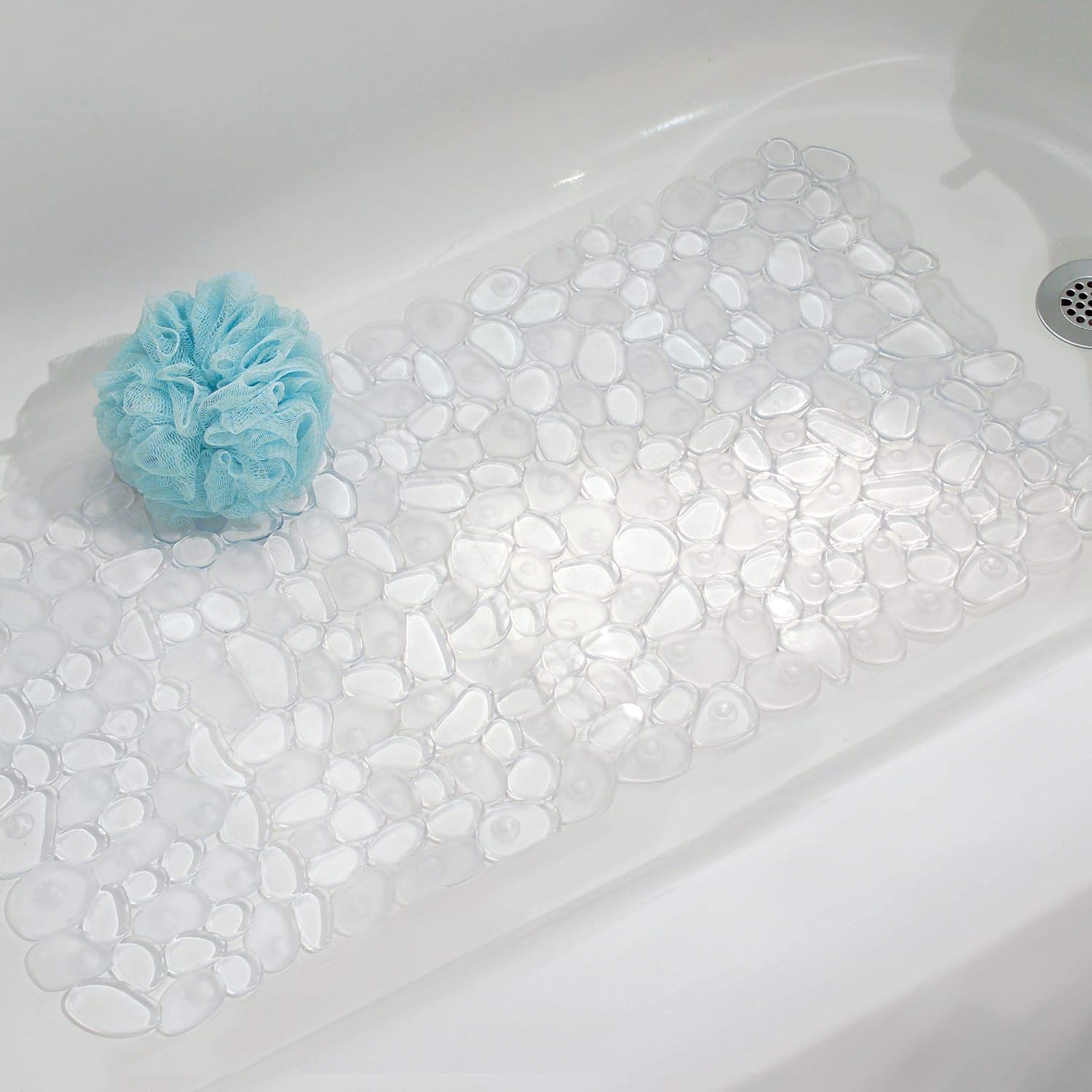 iDesign Pebblz Suction Non-Slip Bath Mat for Shower, Bathtub, Stall, 26" x 13.5", Brown: Home & Kitchen