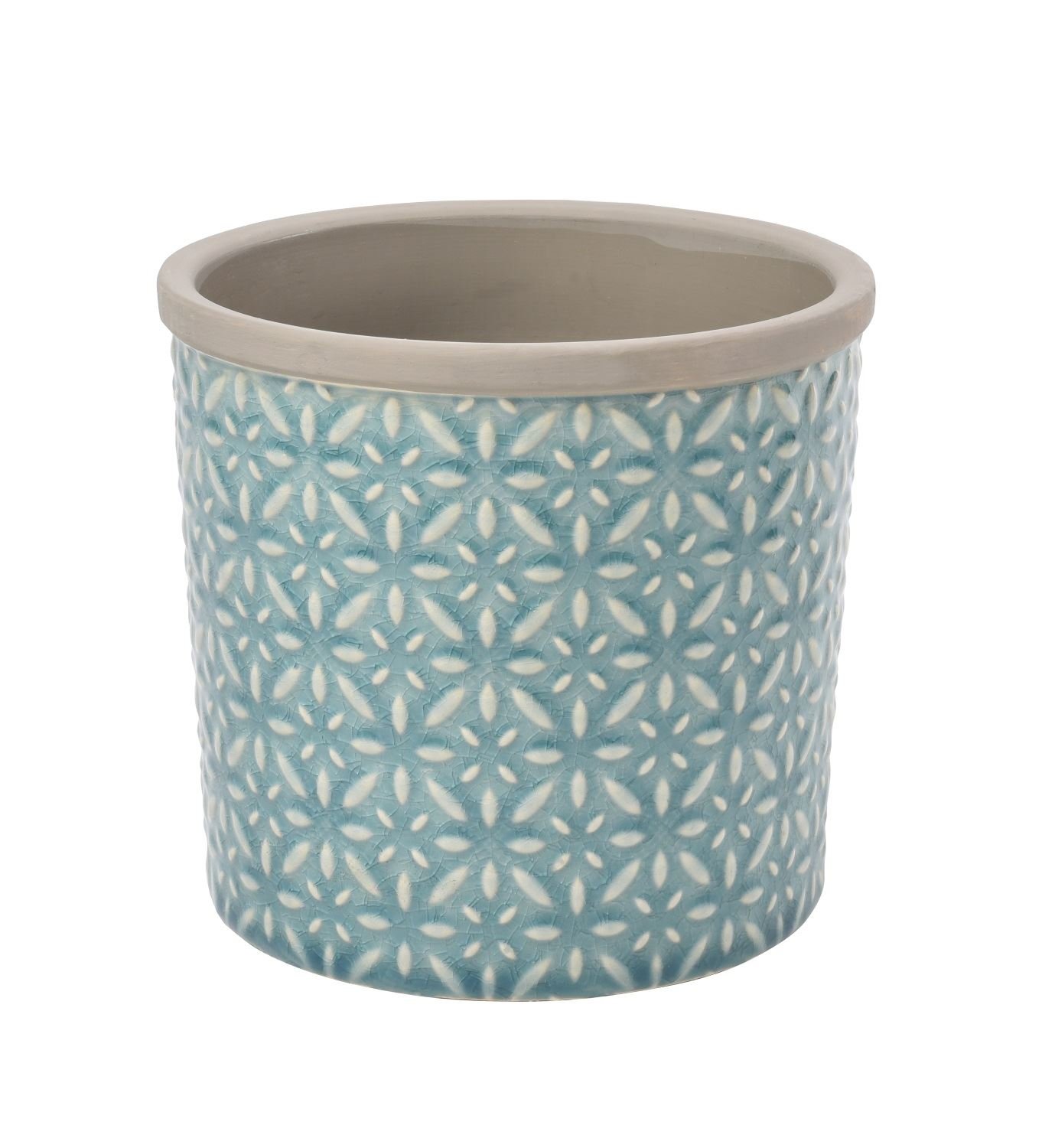 Tuscany Indoor Glazed Ceramic Plant Pot Large in Teal Blue Planting Pot