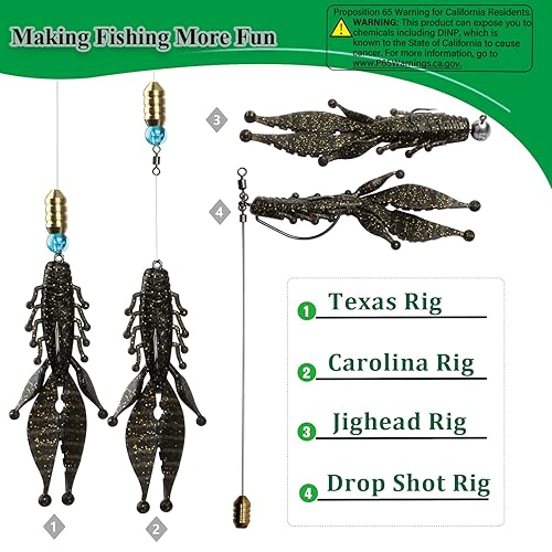 Dovesun Crawfish Lure, Soft Plastic Crawfish Lures Bass Fishing