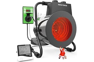 Buyplus Greenhouse Heater with Digital Thermostat, 1500W Outdoor Heaters for Patio, Overheat Protection & 3S Fast Heating, Electric Space Heater for Greenhouse, Patio, Garage, Flower Room, Silver