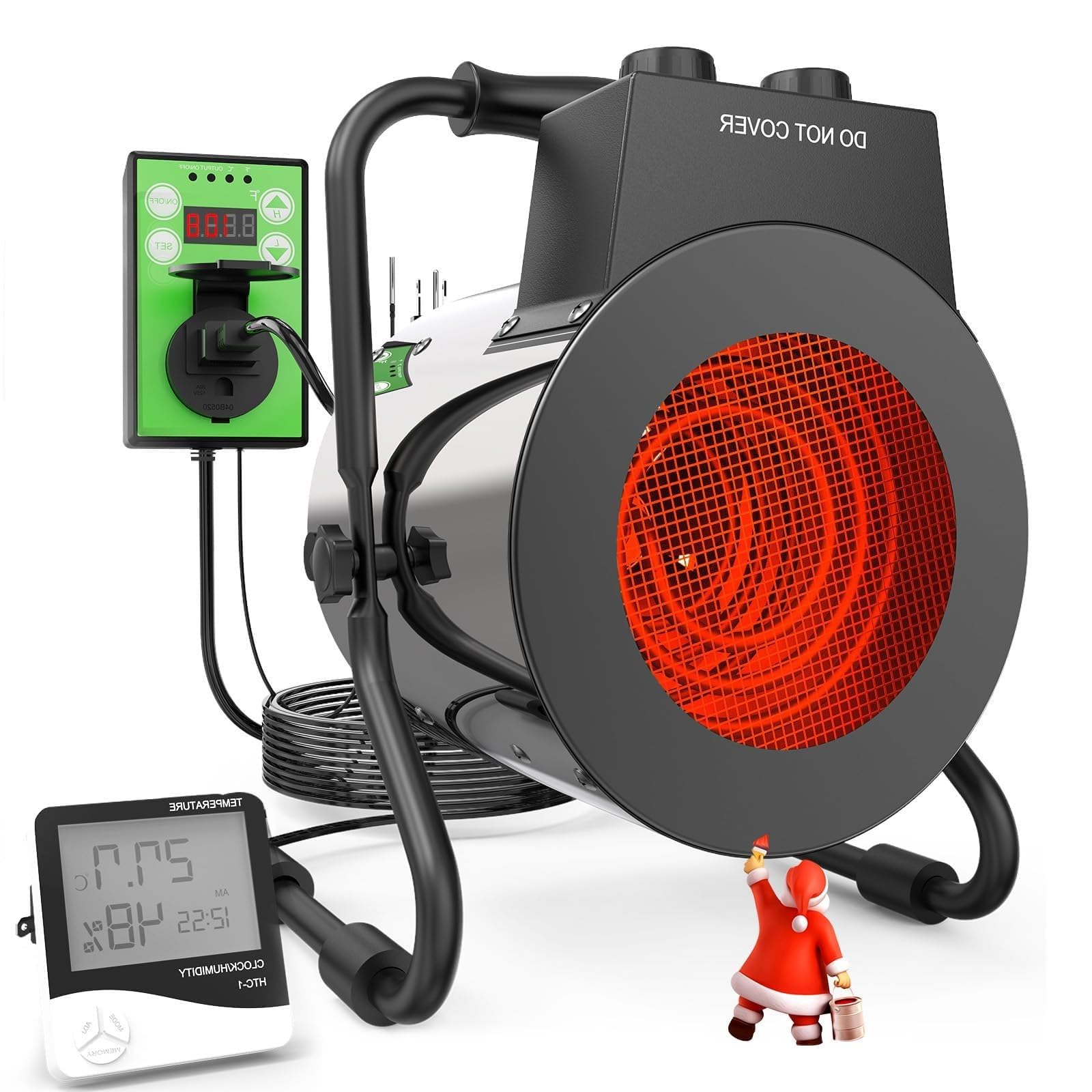 Photo 1 of Buyplus Greenhouse Heater with Digital Thermostat, 1500W Outdoor Heaters for Patio, Overheat Protection & 3S Fast Heating, Electric Space Heater for Greenhouse, Patio, Garage, Flower Room, Silver