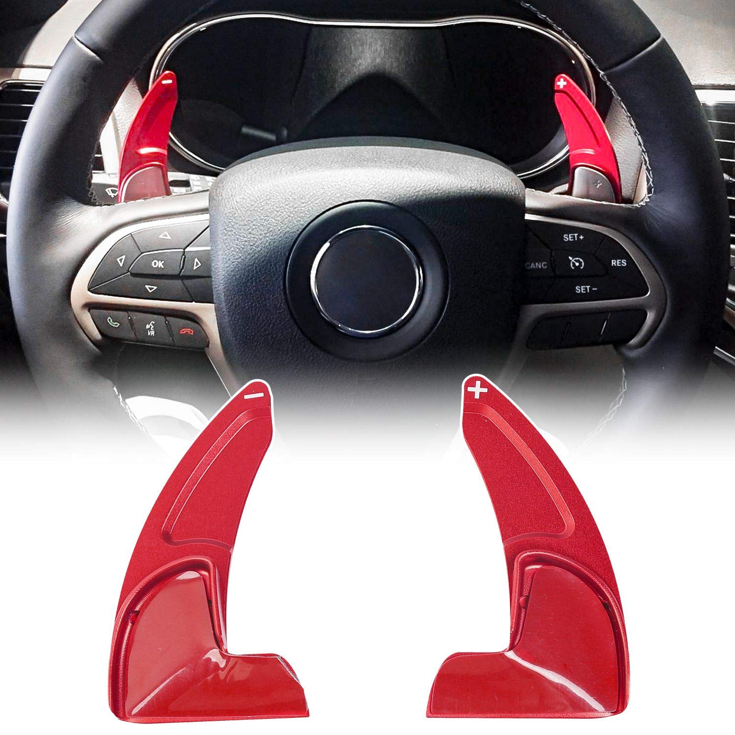 2 Pack Red Interior Decoration CheroCar Steering Wheel Shift Paddle