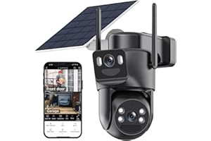 Dual Lens Solar Security Cameras Wireless Outdoor, 2.4G/5G WiFi 6, 360° View Pan/Tilt Camera Surveillance Exterieur with 6MP 