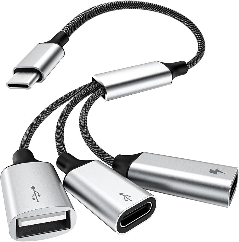 TiMOVO USB C Splitter 3-in-1 Hub Adapter USB-A Female Data PD Charging Cable