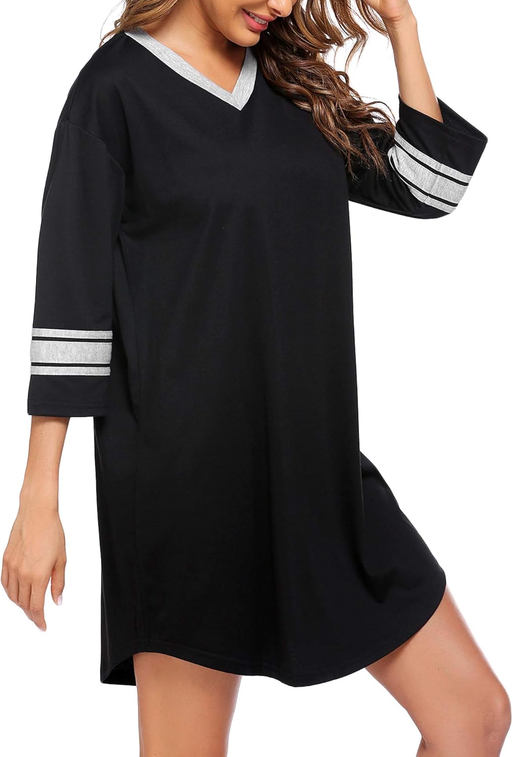 Ekouaer Women's Nightgown, Cotton Novelty Sleepshirts V Neck Short Sleeve Sleep Shirt Loose Comfy Pajama Sleepwear S-XXL at  Women’s Clothing store