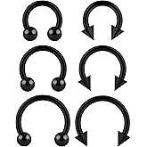 WildVibe Surgical Steel Septum Rings 14g 16g - Lip Ring Smiley Piercing Hoop For Cartilage Earrings Daith Helix Conch - Eyebrow Tongue Circular Horseshoe 14 Gauge Septum Ring Piercing Jewelry Pack