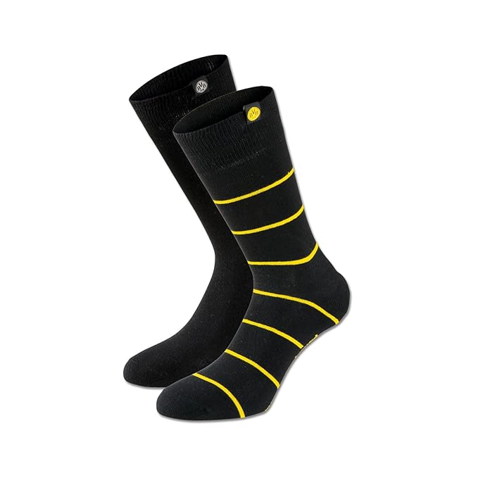 Borussia Dortmund Socken, Schwarz, Baumwolle, 35-38/39-42/43-46, 2er-Set, Schriftzug, Ringelsocken