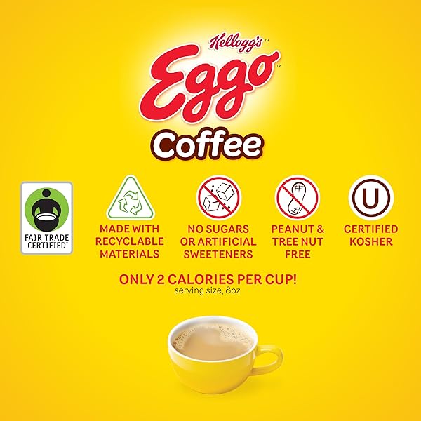 EGGO BEVERAGES CINNAMON TOAST WAFFLE FLAVORED COFFEE PODS FOR KEURIG K CUP BREWERS, FAIR TRADE CERTIFIED, 40 COUNT – WARM AND COZY CINNAMON