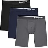 Tommy John Men’s Underwear, Supima Cool Cotton Boxer Briefs with Contour Pouch and Longer 8" Inseam, Comfortable Fabric