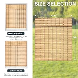 SEEYE Cordless Bamboo Blinds Shades, Light
