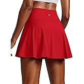 PINSPARK Womens Tennis Skirt Pleated Athletic Skorts with Pockets Shorts High Waisted Golf Skirts for Workout Running Casual