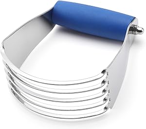 Spring Chef Dough Blender, Top Professional Pastry Cutter with Heavy Duty Stainless Steel Blades, Medium Size, Sapphire