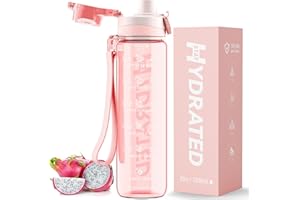 MEVOLY All-New 32 oz Water Bottle, Motivational Water Bottles with Time Marker-Tritan & BPA Free, Sports Water Bottle No Straw with Time to Drink & Strap, Wide Mouth, Leakproof for Gym Fitness