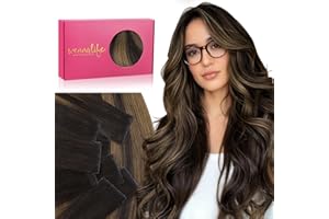 WENNALIFE Invisi Edge Tape in Hair Extensions Human Hair, 14 Inch 50g 20pcs Balayage Dark Brown Mixed Chestnut Brown Invisible Luxury Remy Hair Extensions Natural Seamless Injected Tape Ins Straight