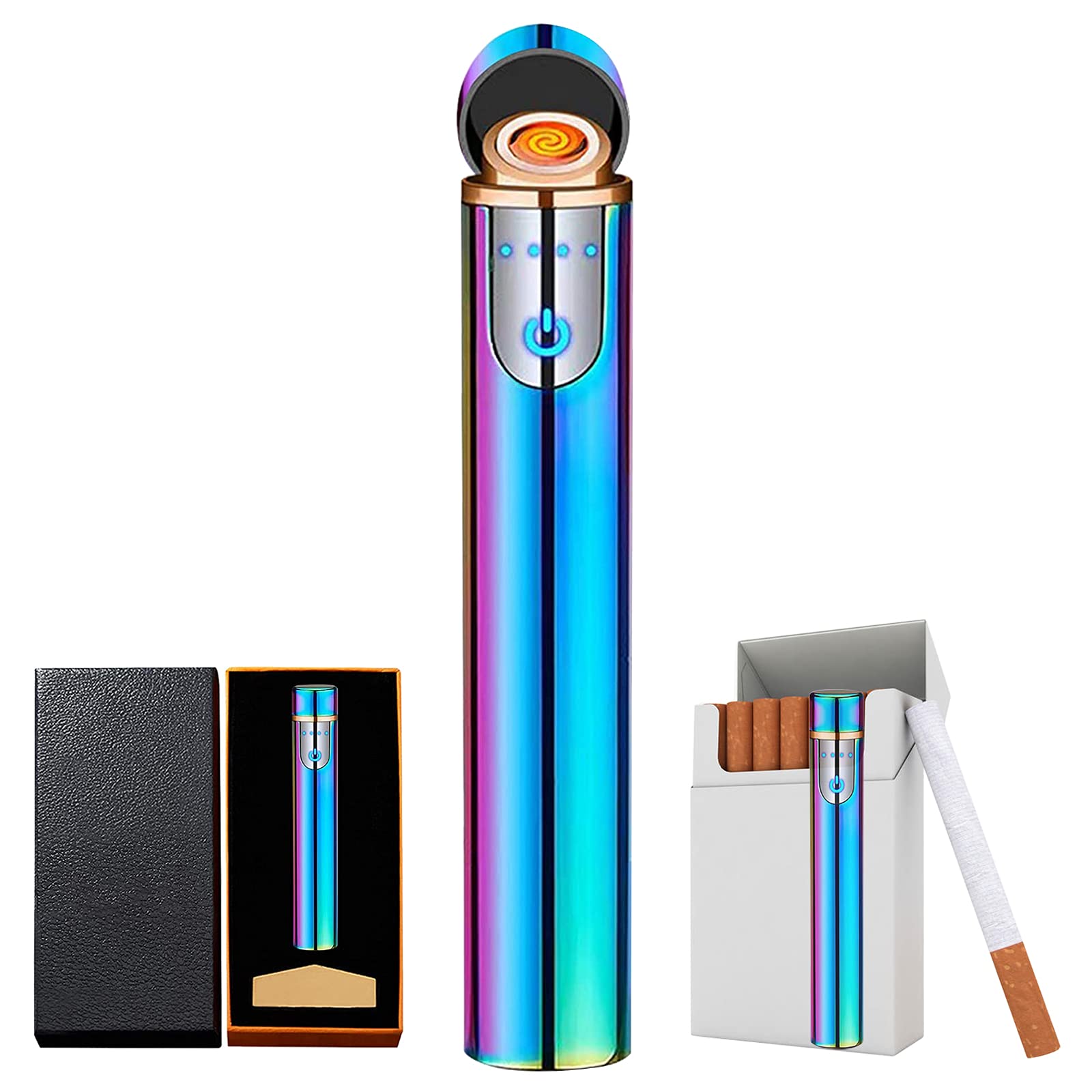Photo 1 of Upgrade Smart Fingerprint Ignition Electric Lighter - USB Rechargeable, Windproof, Flameless, Mini Cylindrical, Indoor/Outdoor, Ice Color