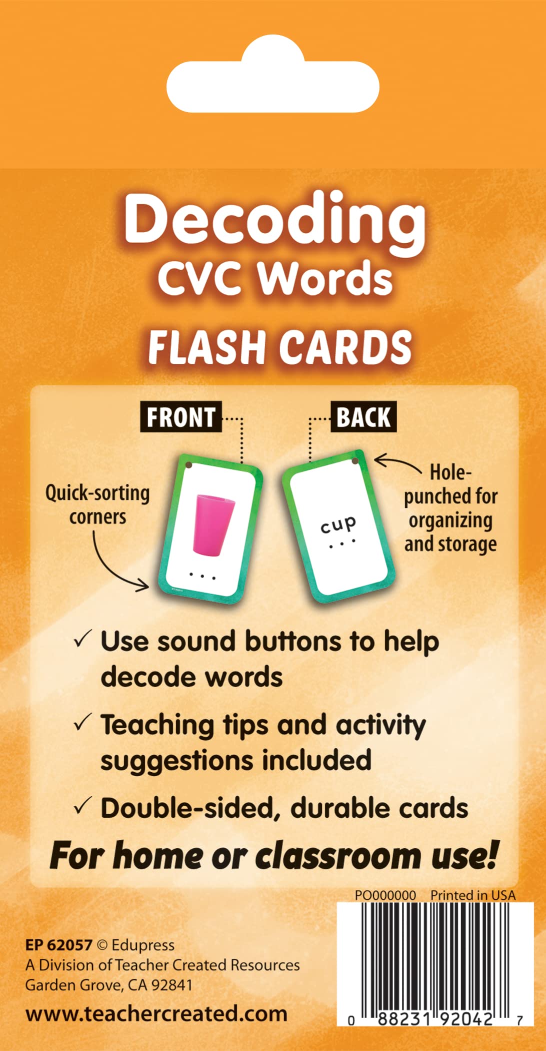 Mua Teacher Created Resources Decoding CVC Words Flash Cards (EP62057 ...