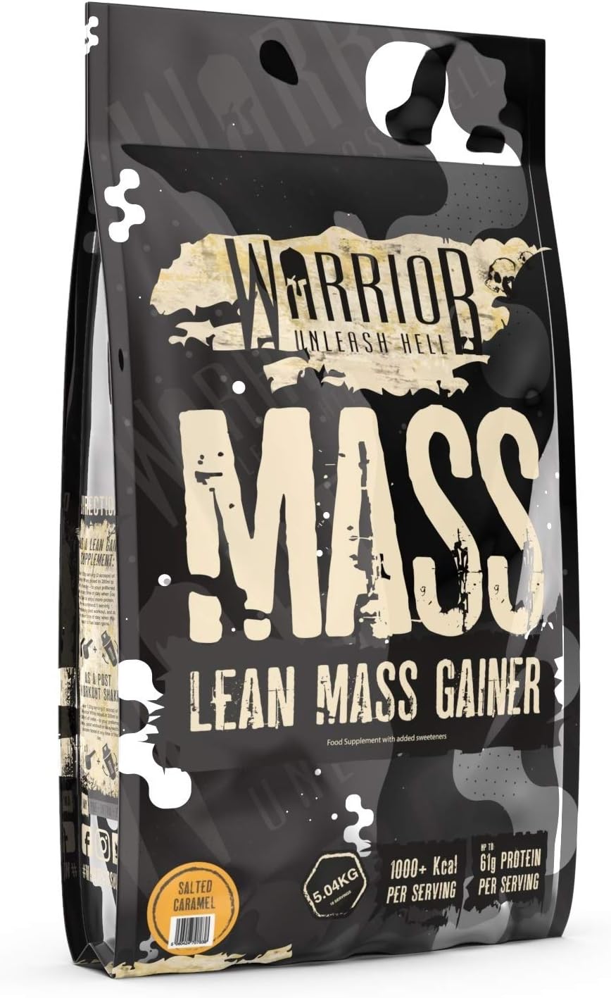 Warrior Mass Protein Powder, 5.04kg, Serious Mass Gainer, High Calorie, Weight Gain Supplement, 61g of Protein, 18 Servings