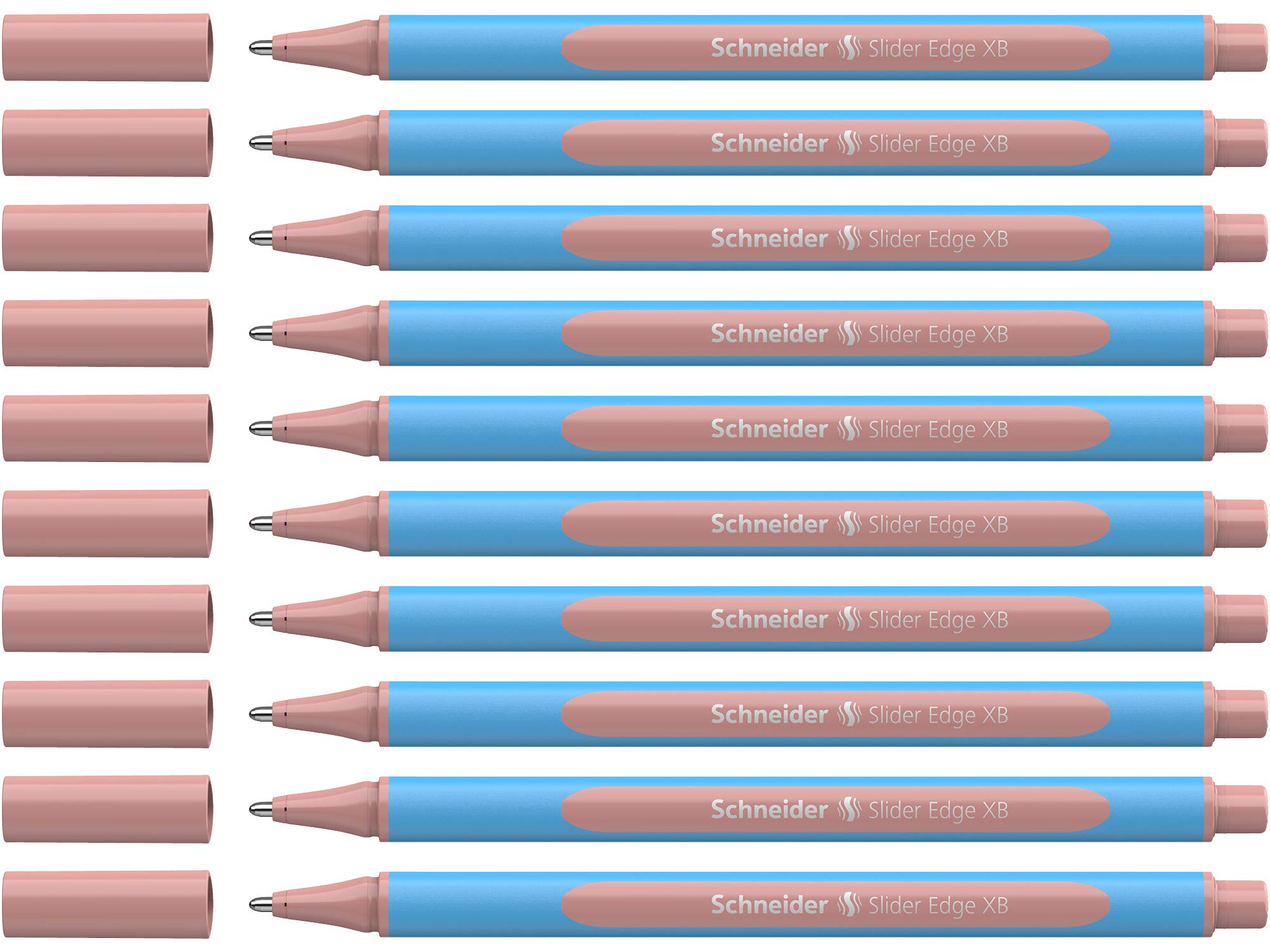 Schneider 152236 Slider Edge Pastel XB Ballpoint Pen (Triangular Pens with Line Width XB) Pack of 10 Blush