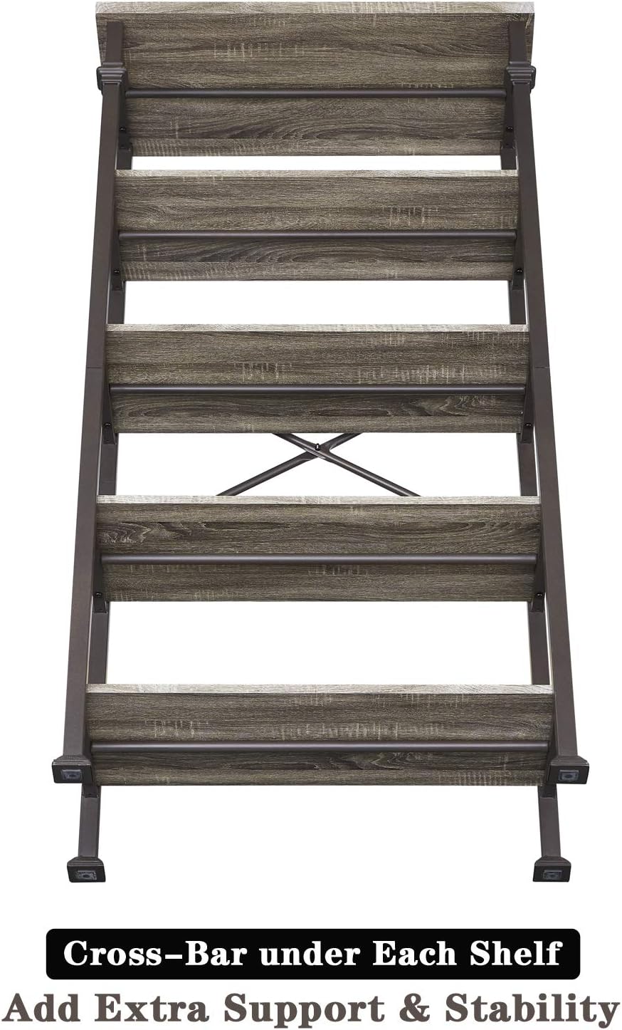 Hombazaar 5-Tier Modern Industrial Bookshelf with Sturdy Metal Frame, Large Book Shelves for Home and Office Organizer, 62.4’’Height: Furniture & Decor
