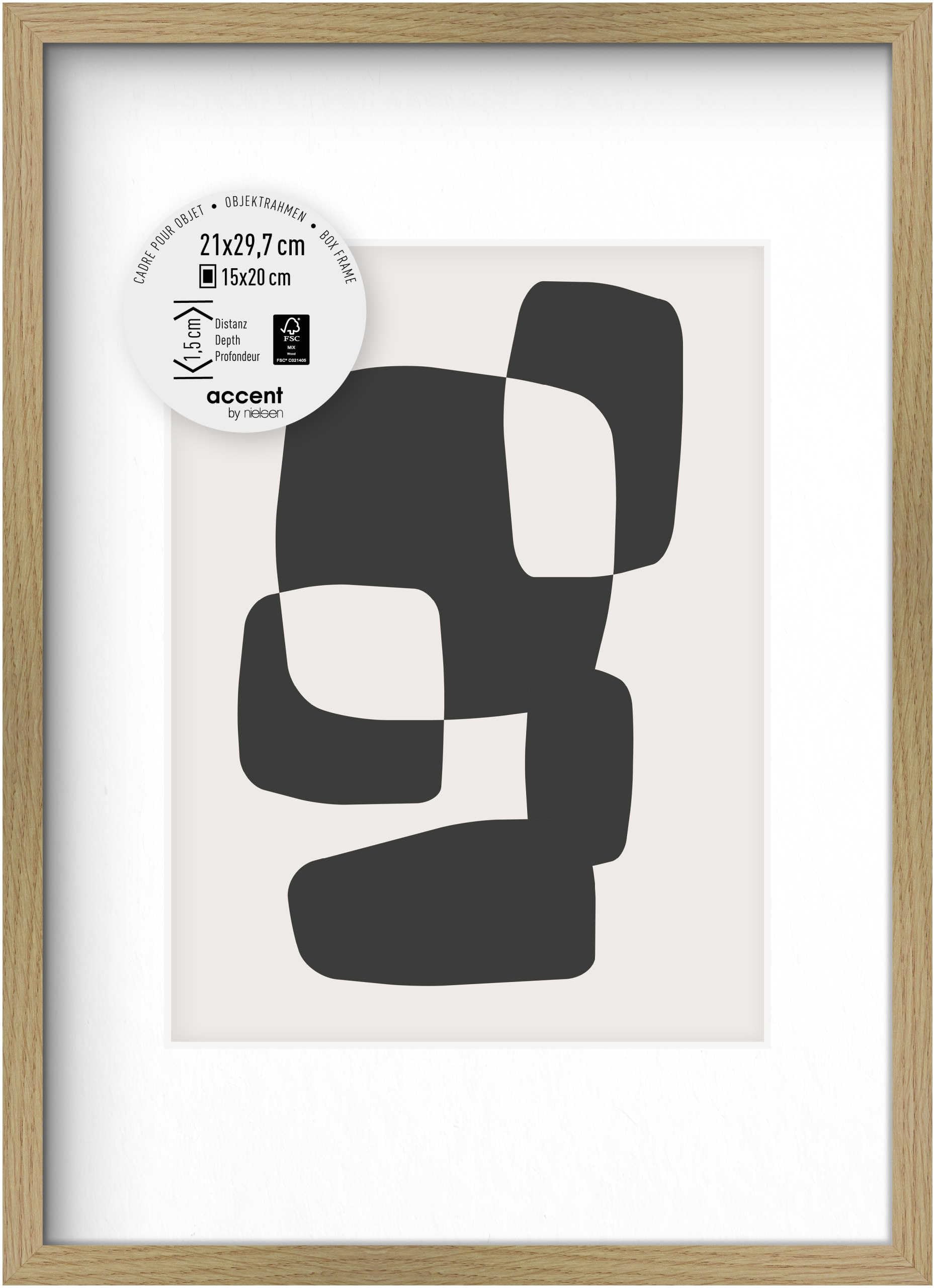 accent by nielsen picture frame Aura, 21x29.7 cm, MDF oak, for photos and portraits, portrait and landscape format, sturdy back panel